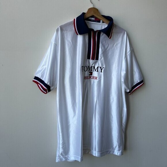Vintage Tommy Hilfiger 90's Men's Mesh Jersey Short Sleeve Collared - XL - Picture 5 of 6